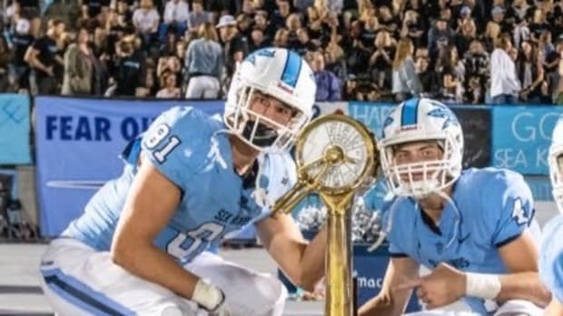 Mark Redman and Ethan Garbers, longtime friends and teammates secure the state title for Corona Del Mar High School. The dynamic duo committed to Washington as a part of the 2020 recruiting class.